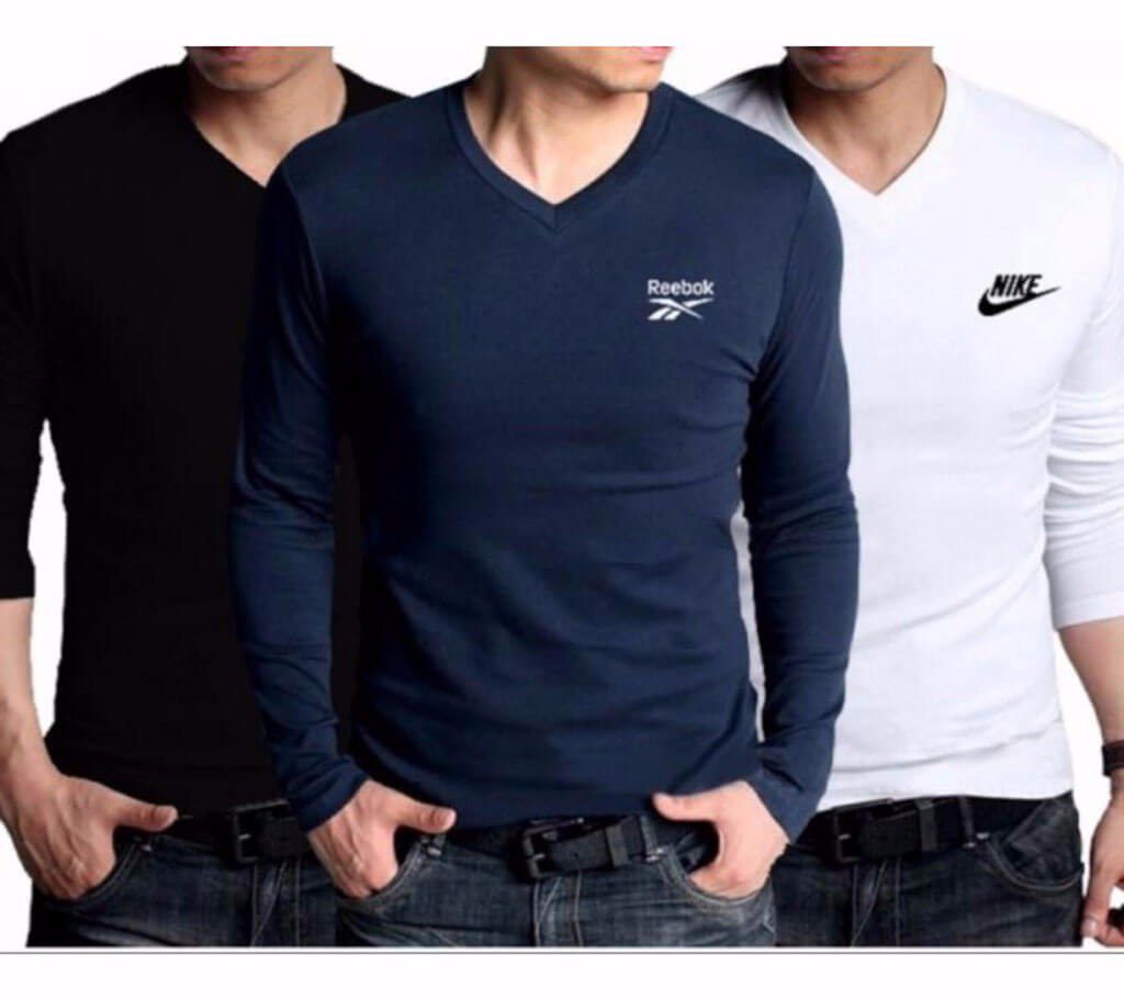 Full Sleeve v neck t-shirt (3 pcs) Combo Pack