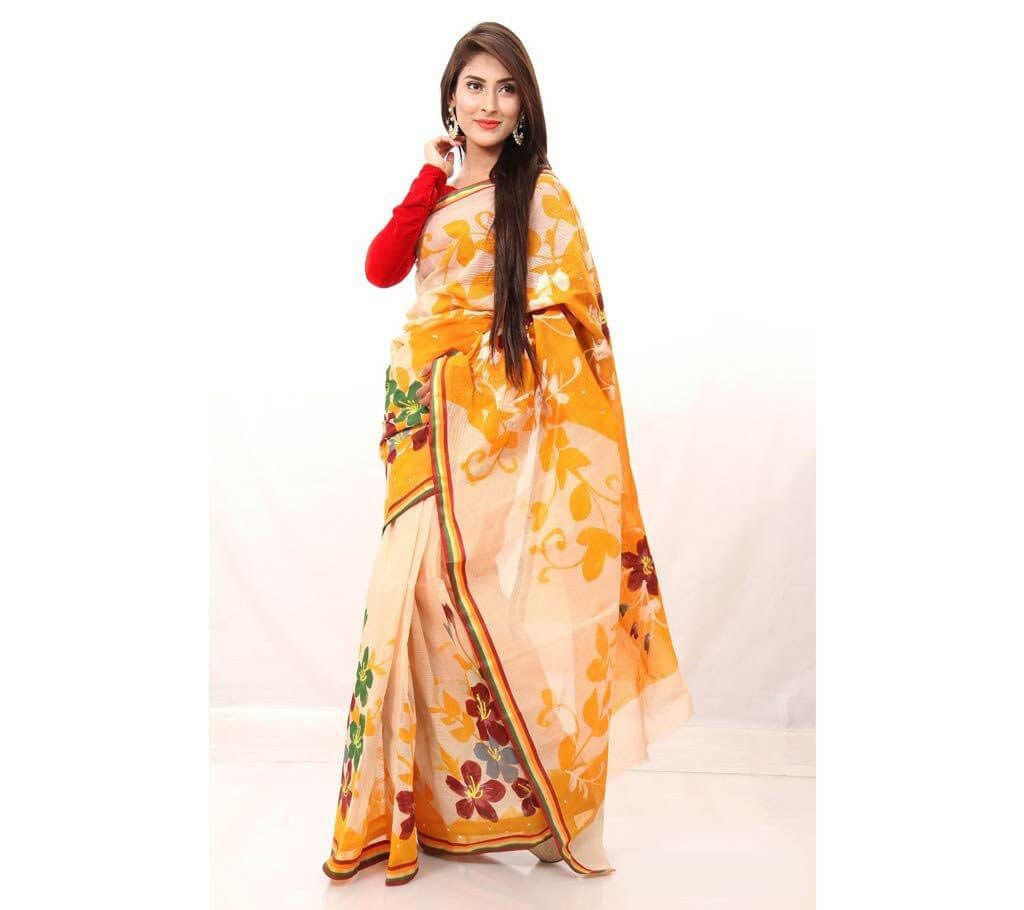 Floral printed Taant cotton sharee