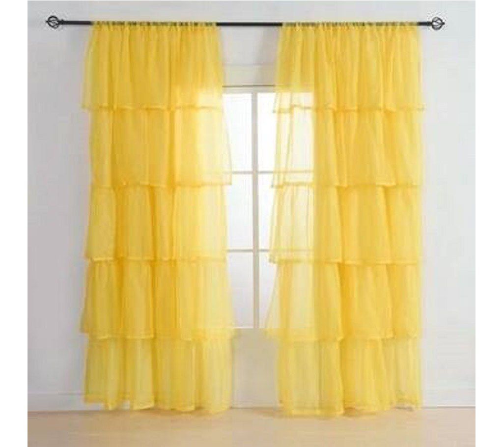 Georgette Fabric Made Yellow Curtain (Set of 2 pieces)