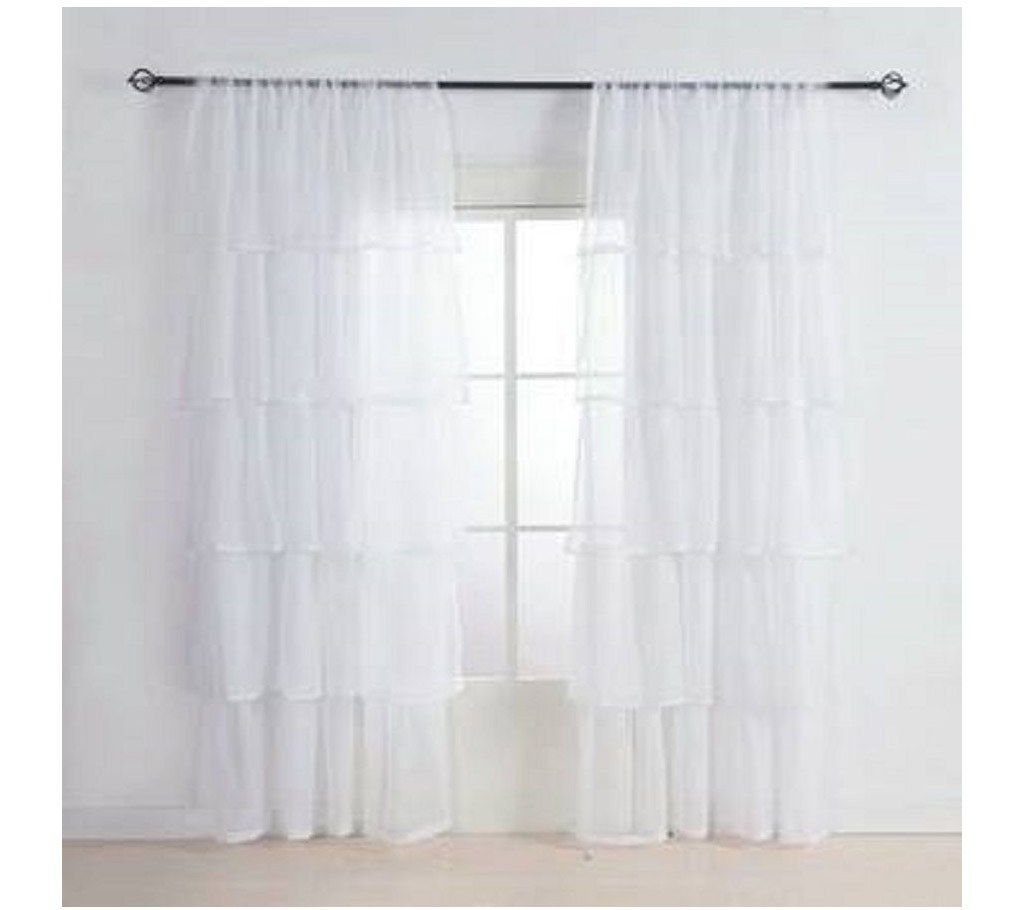 Georgette Fabric Made White Curtain (Set of 2 pieces)