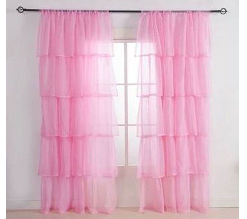 Georgette Fabric Made Pink Curtain (Set of 2 pieces)