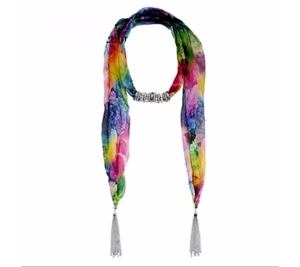 Multi resin beads scarf necklace