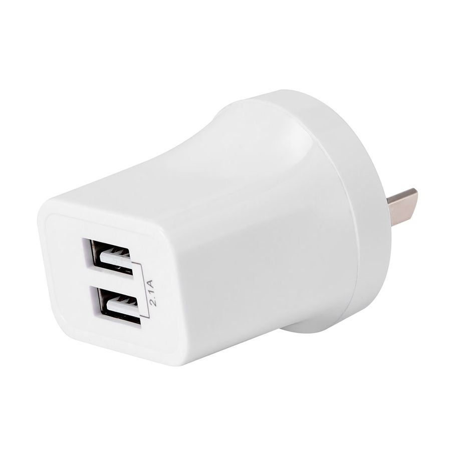 USB 2 Port Wall Charger - White