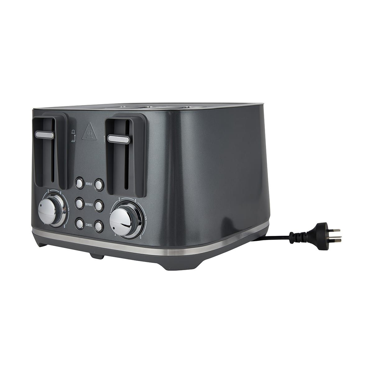 4 Slice Stainless Steel Toaster - Grey