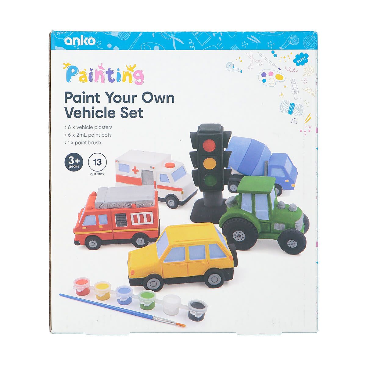 13 Piece Paint Your Own Vehicle Set