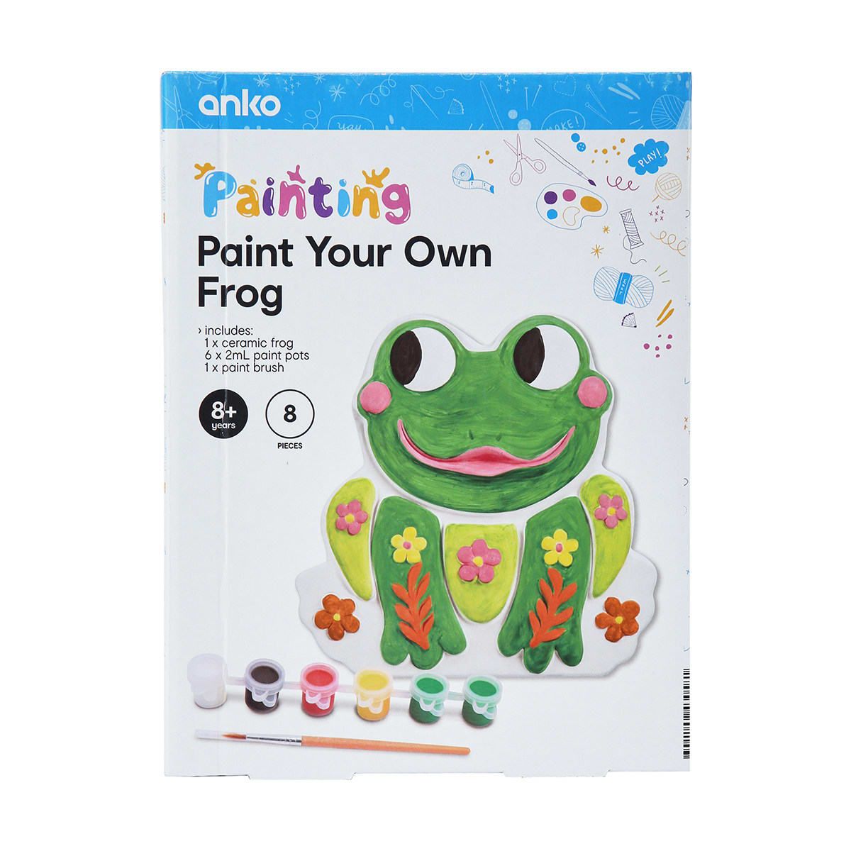 8 Piece Paint your Own Frog Set