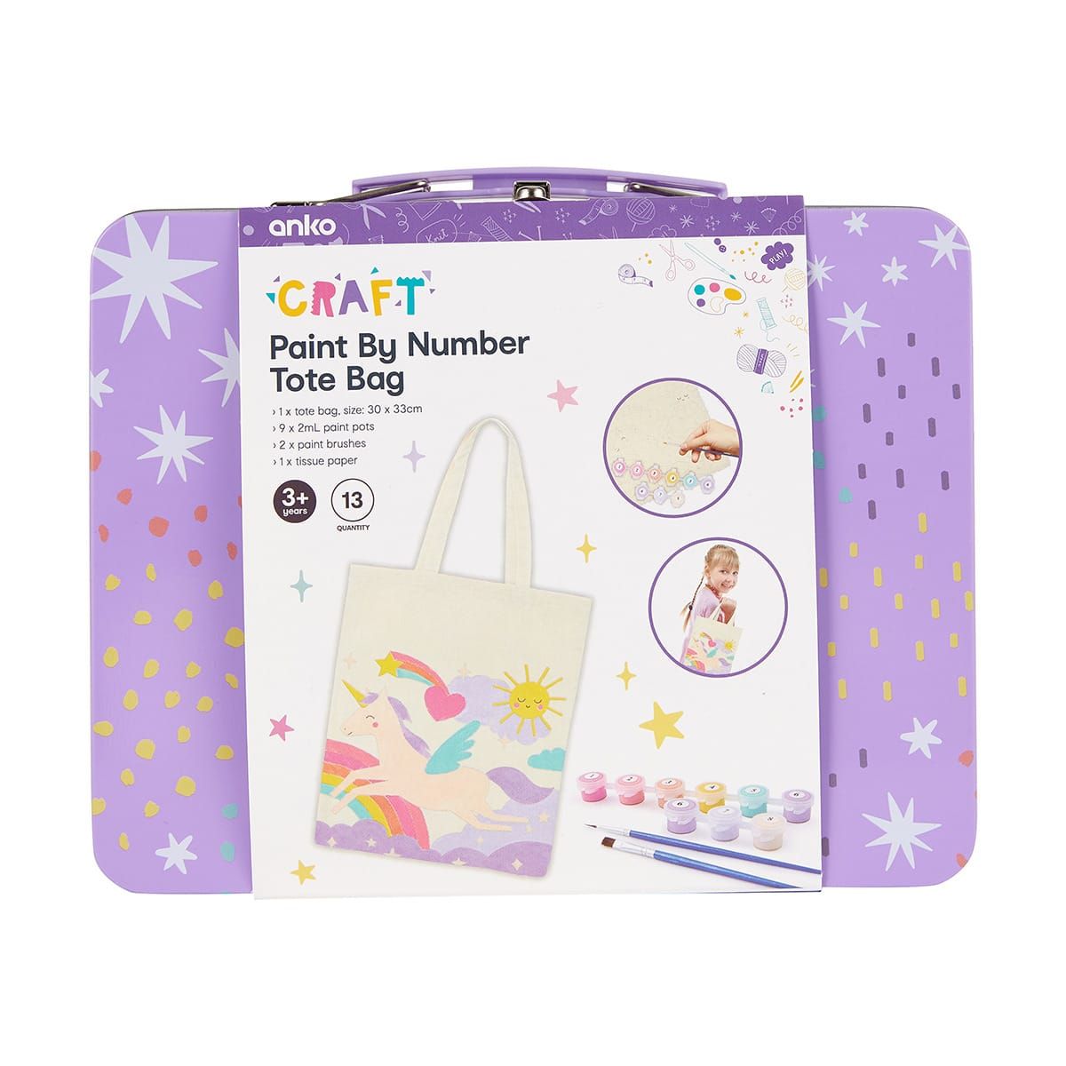 13 Piece Paint by Number Tote Bag - Unicorn