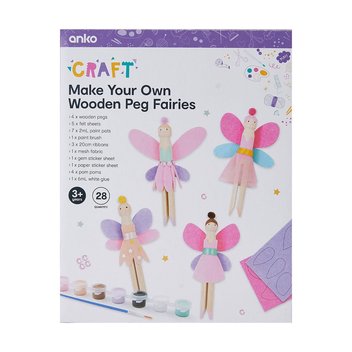 28 Piece Make Your Own Wooden Peg Fairies