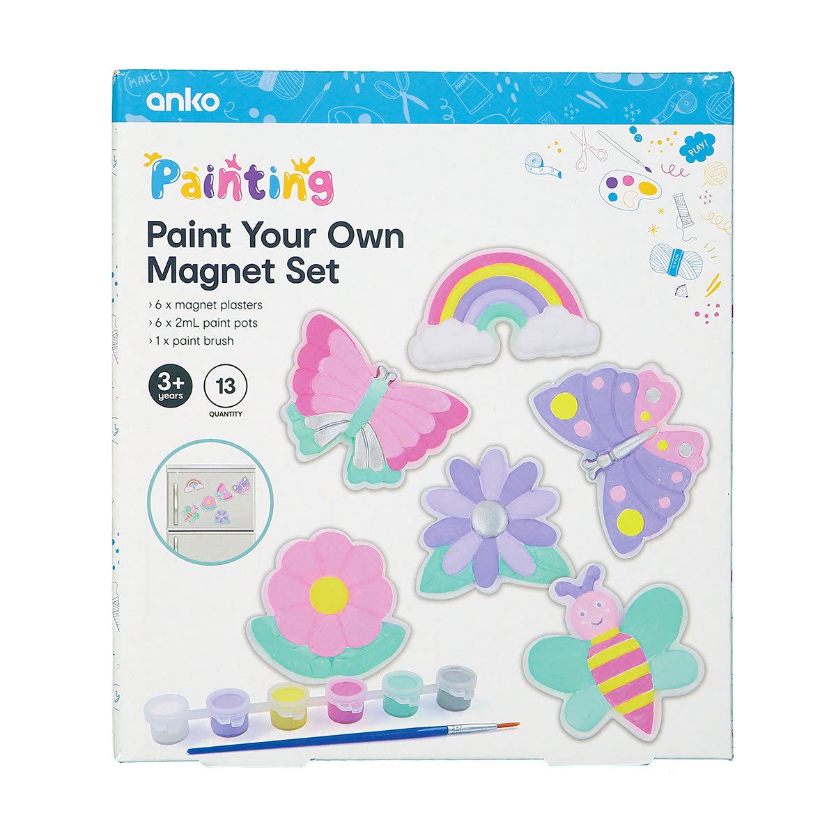13 Piece Paint Your Own Magnet Set