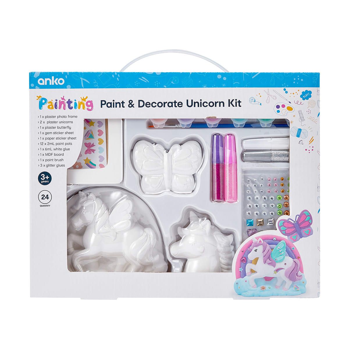 24 Piece Paint & Decorate Unicorn Kit