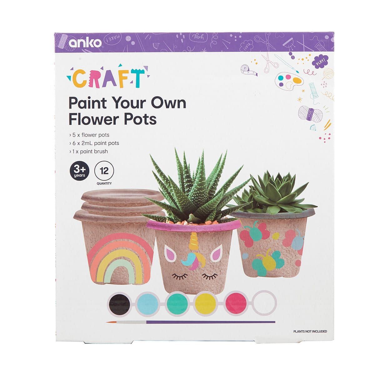 12 Pieces Paint Your Own Flower Pots