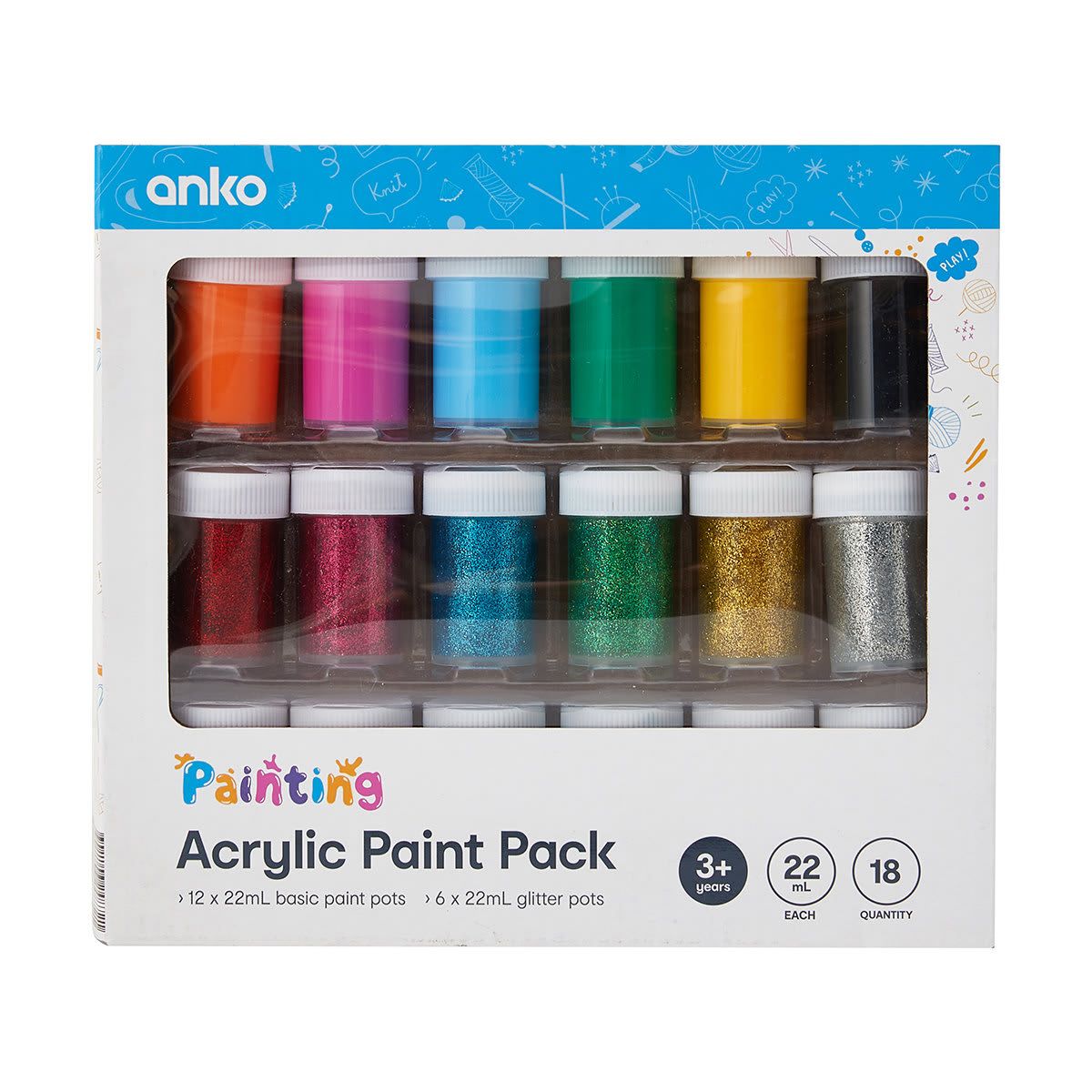18 Pack Acrylic Paint