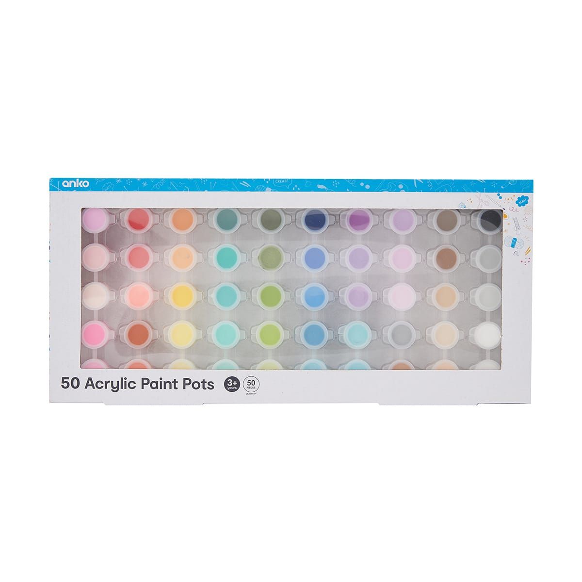 50 Piece Acrylic Paint Pots