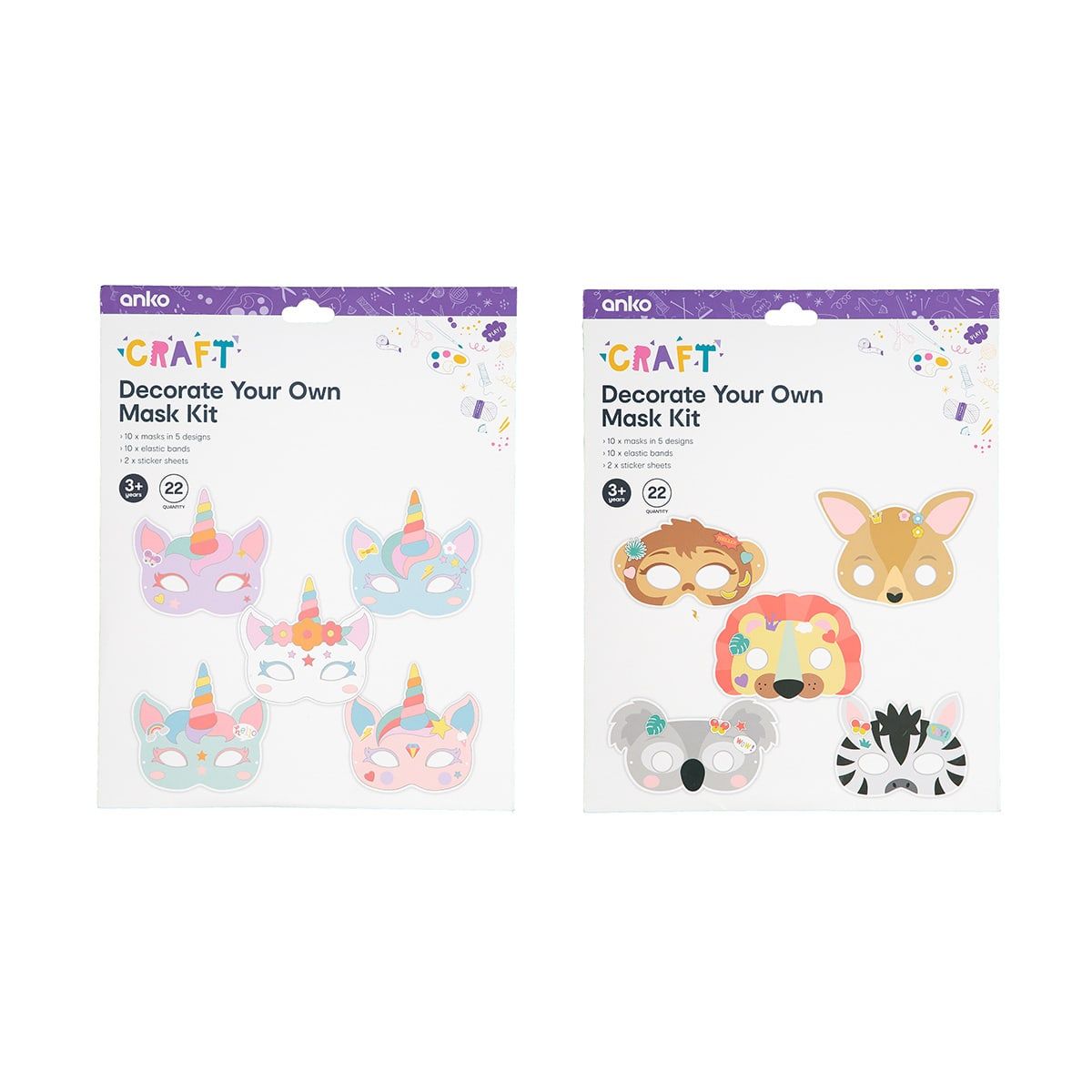 22 Piece Decorate Your Own Mask Kit - Assorted
