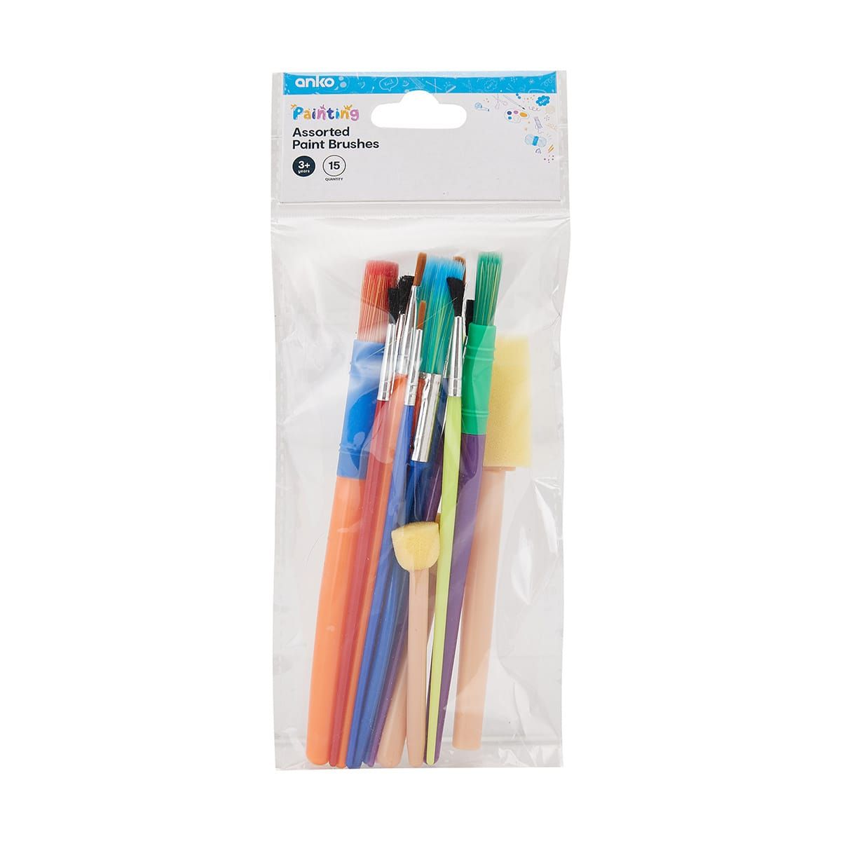 15 Pack Assorted Paint Brushes