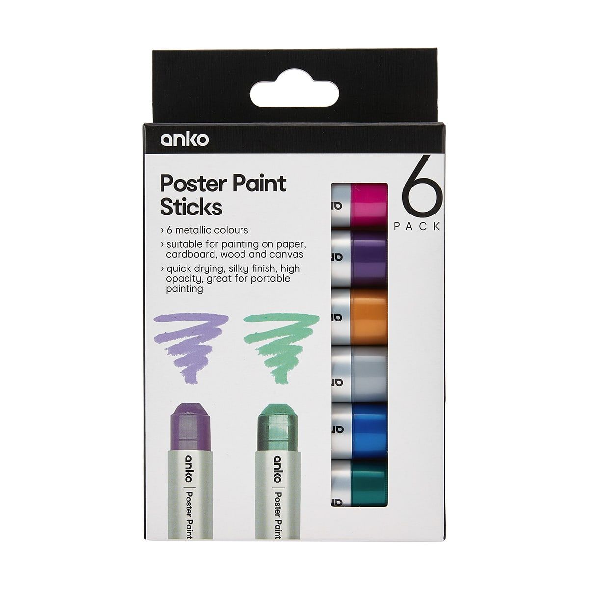 6 Pack Poster Paint Sticks