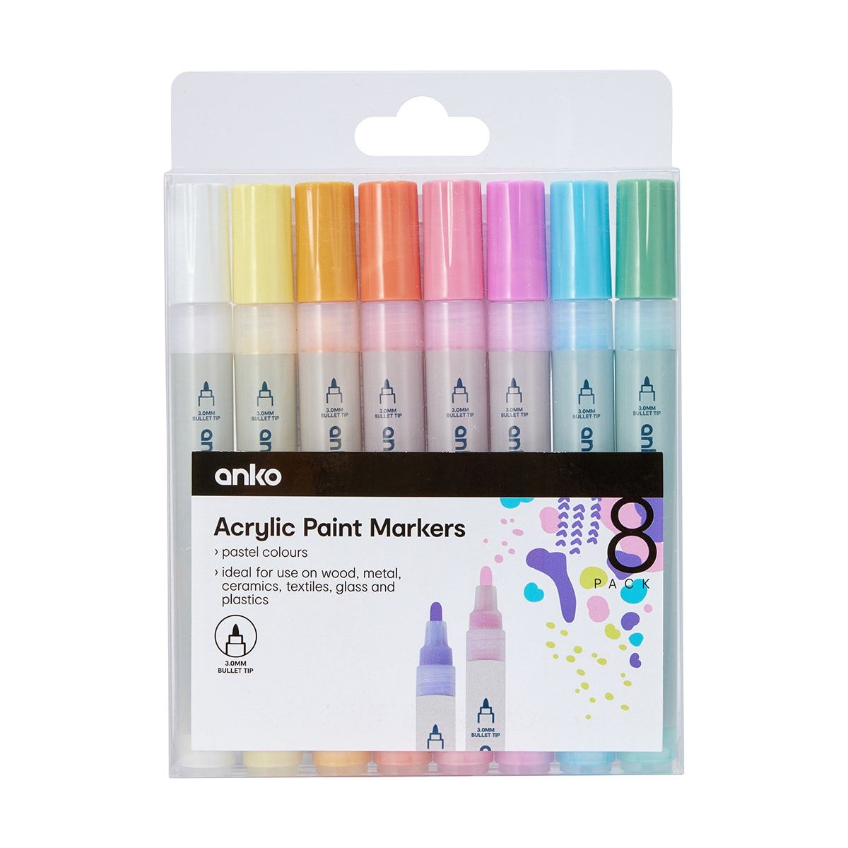 8 Pack Acrylic Paint Markers - Pastel