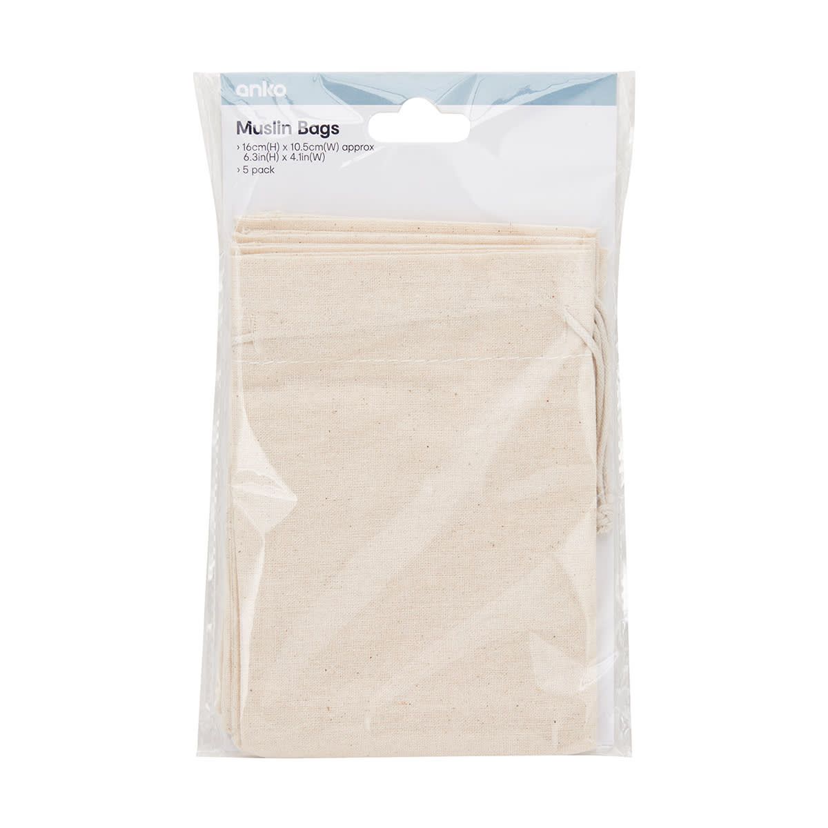 5 Pack Muslin Bags