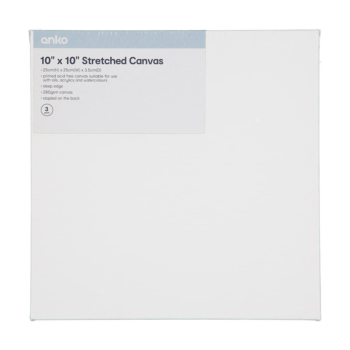 10in. x 10in. Deep Edge Stretched Canvas - 3 pack