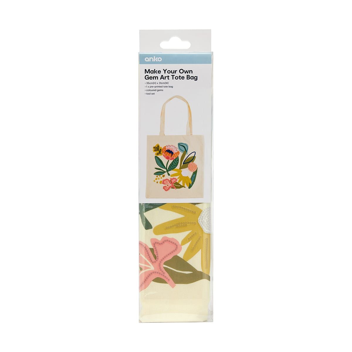Make Your Own Gem Art Tote Bag - Floral