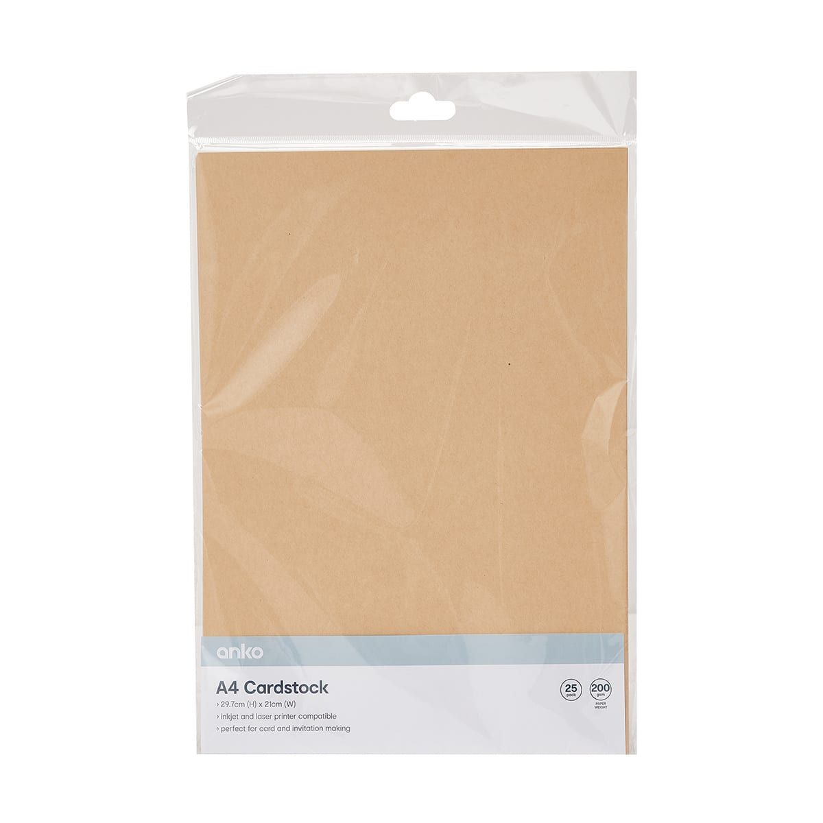 25 Pack A4 Cardstock - Kraft