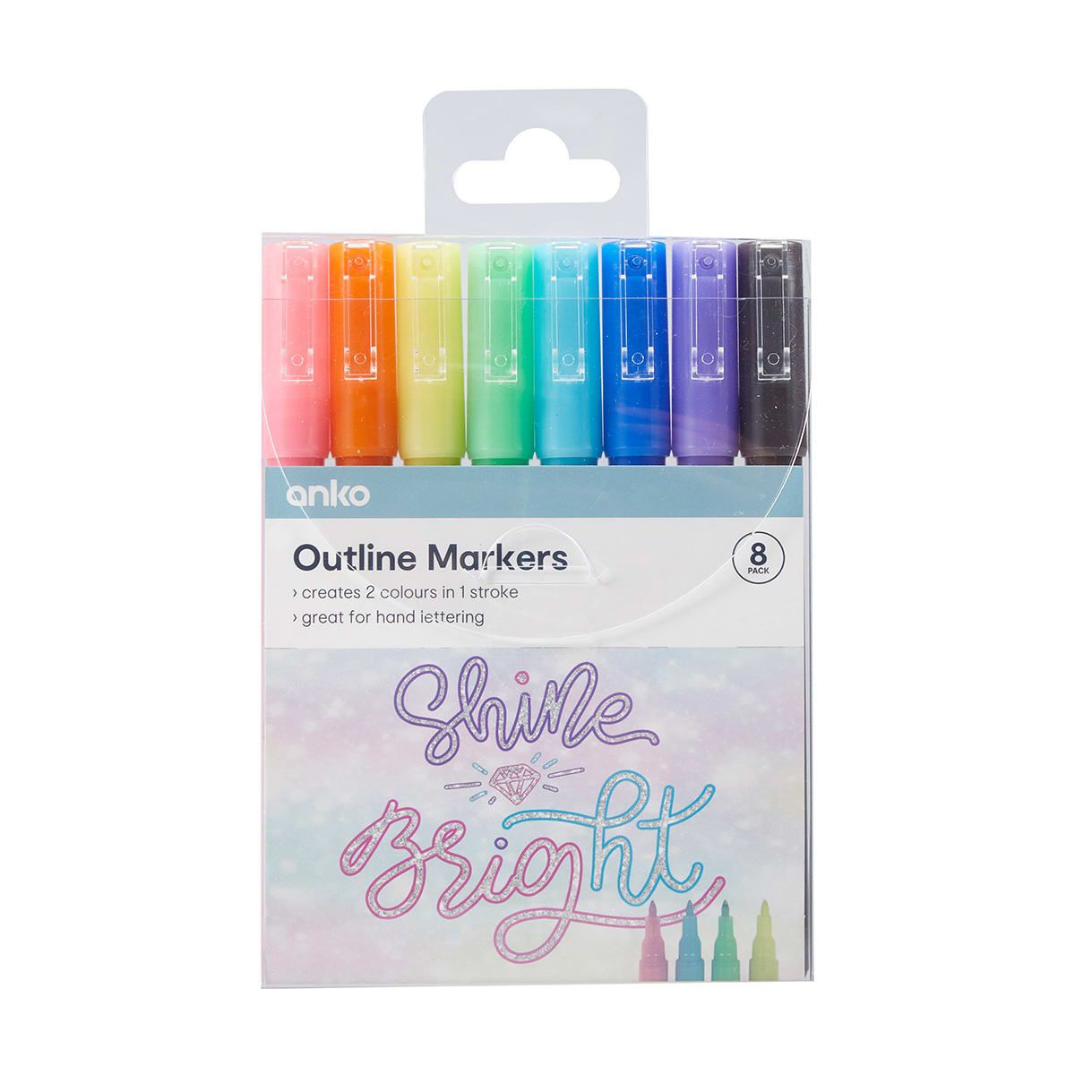 8 Pack Outline Markers