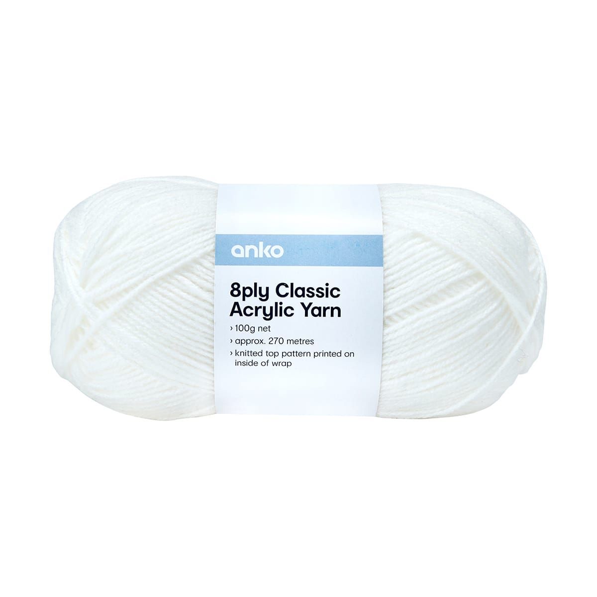 8 Ply Classic Acrylic Yarn - White