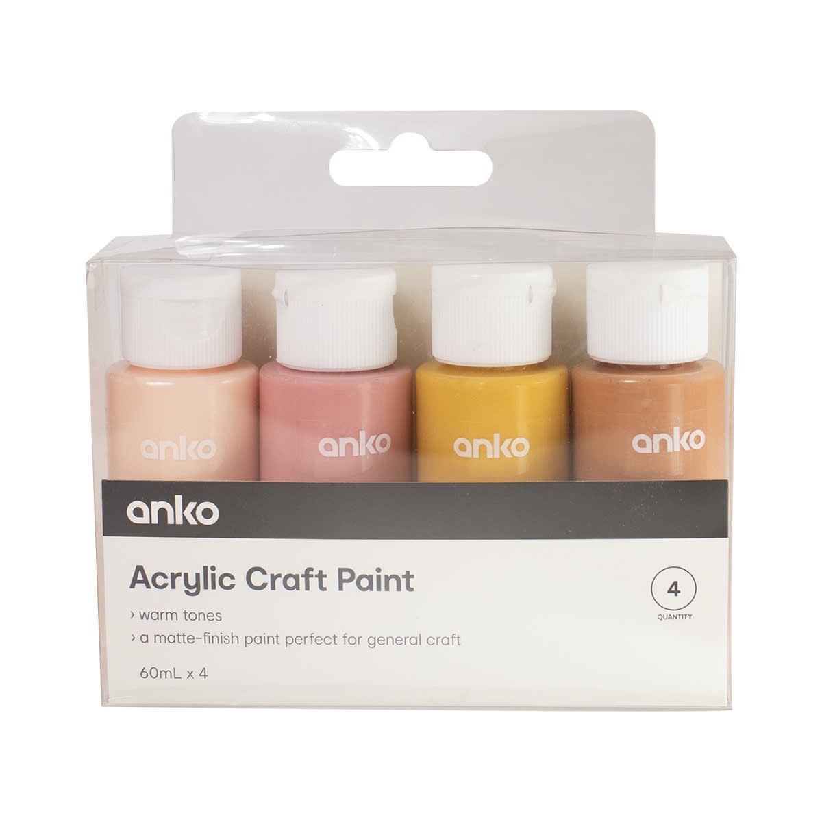 4 Pack Acrylic Craft Paint - Warm