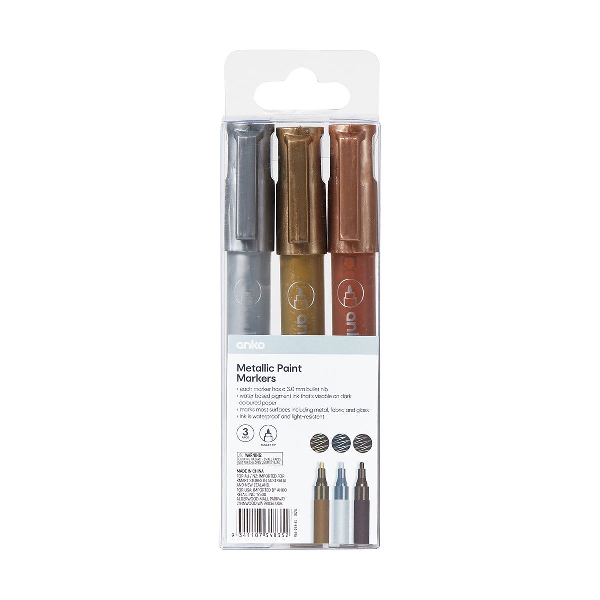 3 Pack Metallic Paint Markers
