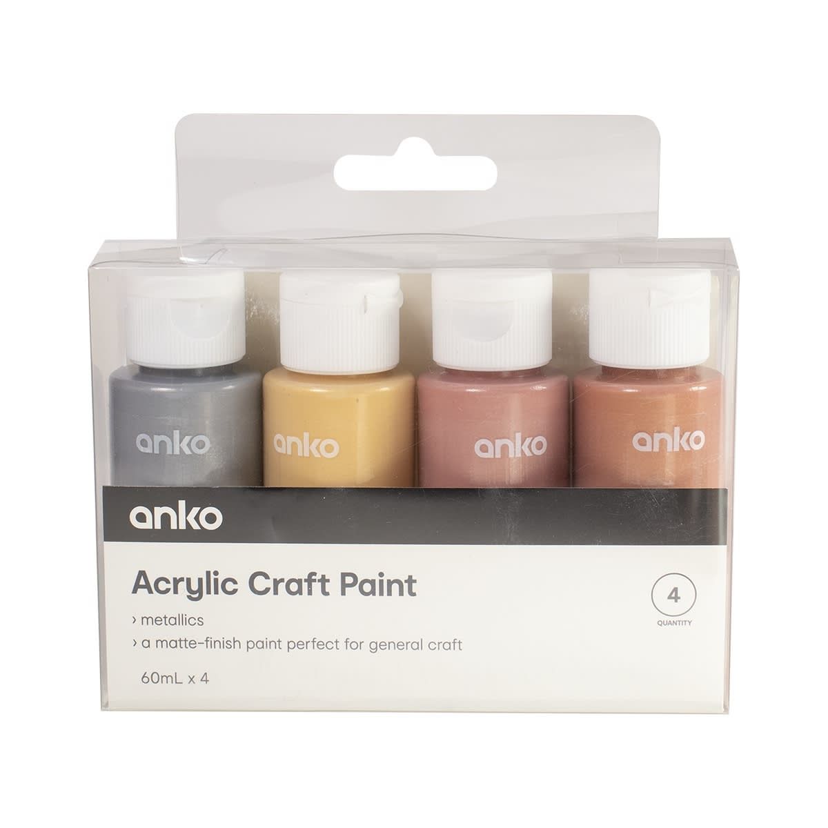 4 Pack Acrylic Craft Paints - Metallic