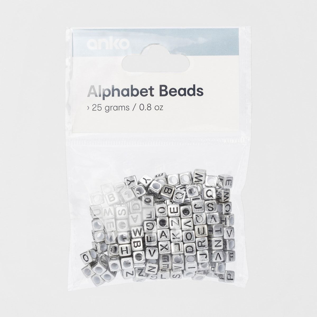 Alphabet Beads - Silver Look