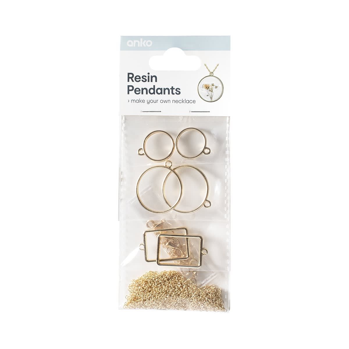 Resin Pendants - Gold Look