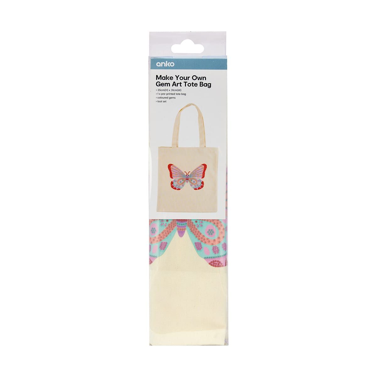 Make Your Own Gem Art Tote Bag - Butterfly