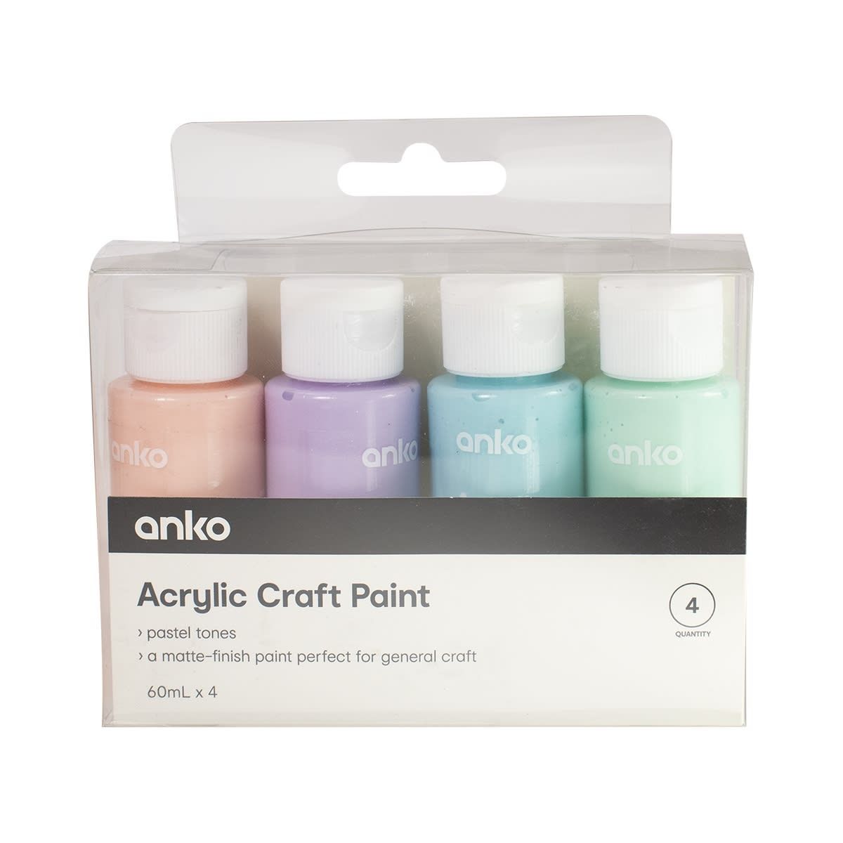 4 Pack Acrylic Craft Paint - Pastel