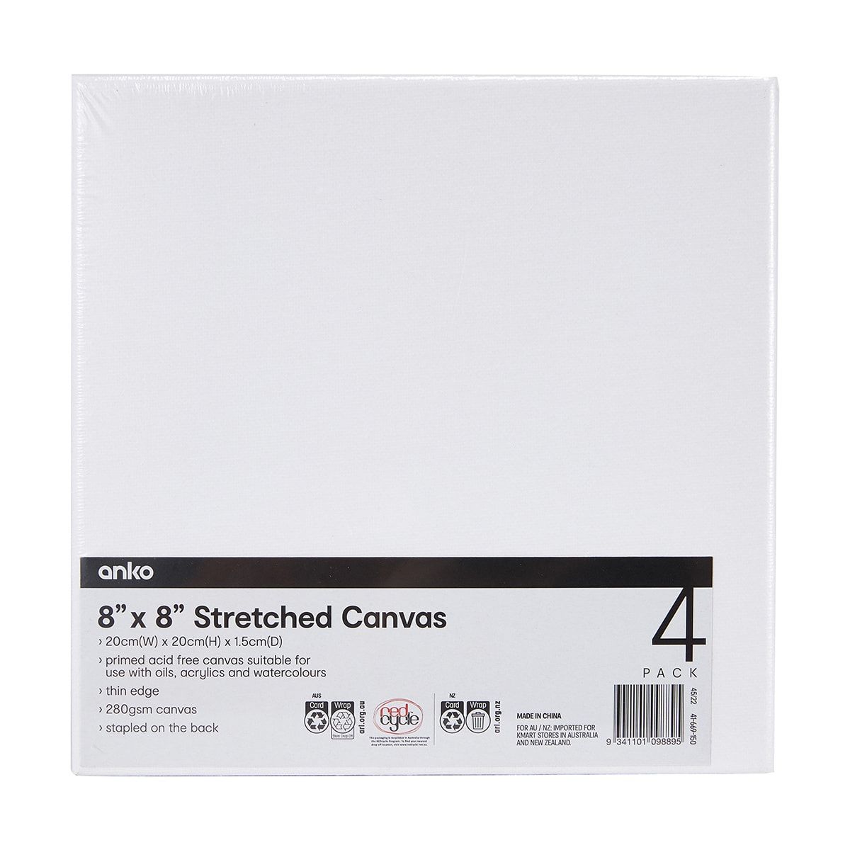 8in. x 8in. Stretch Canvas - 4 Pack