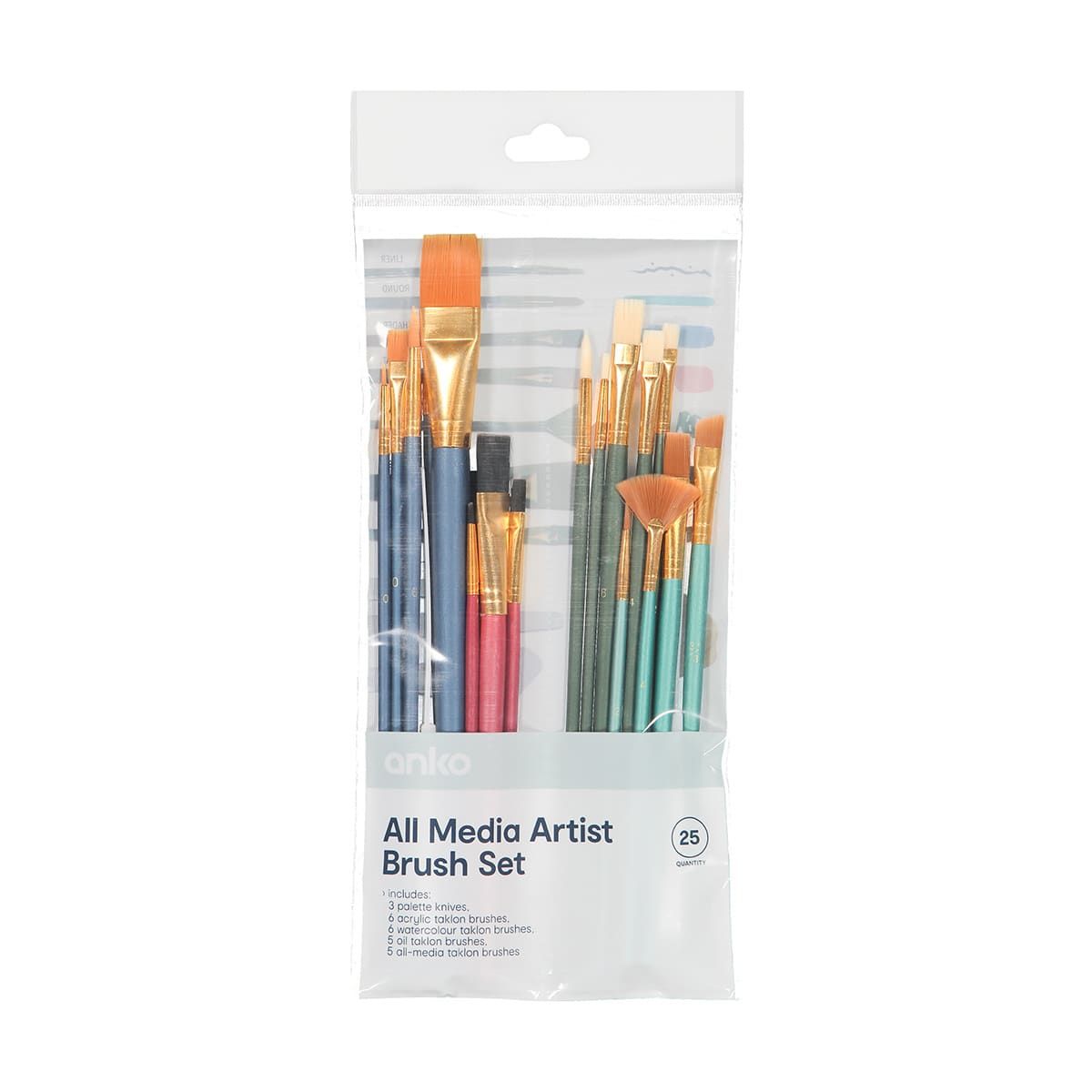 25 Pack All Media Artist Brush Set