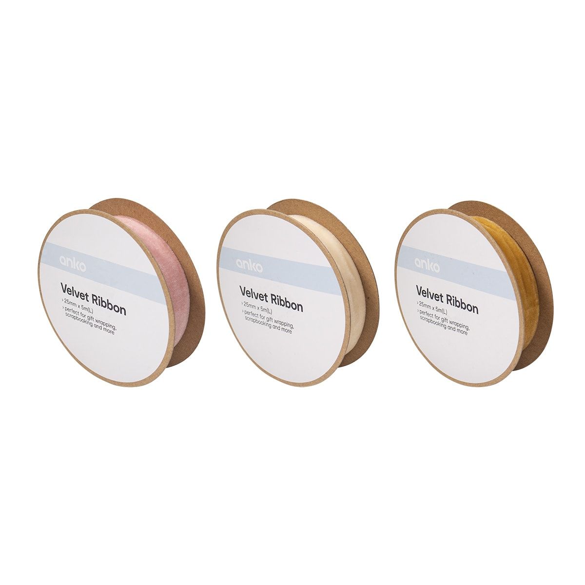 5m Velvet Ribbon - Assorted