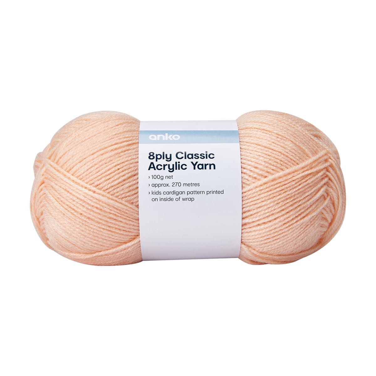 8 Ply Classic Acrylic Yarn - Peach