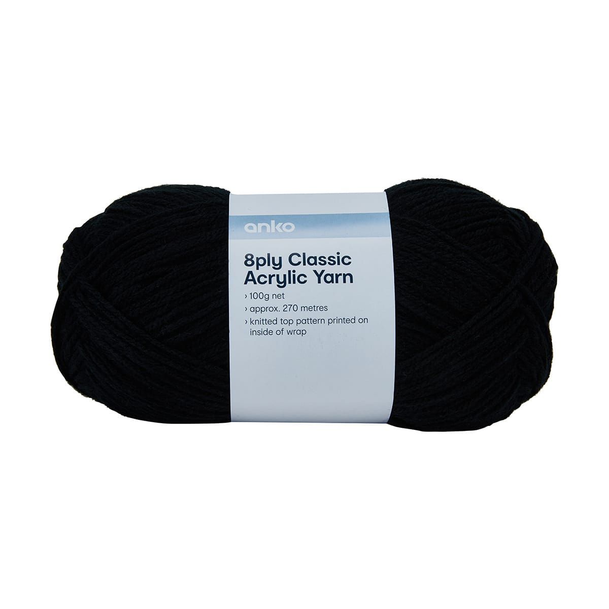 8 Ply Classic Acrylic Yarn - Black