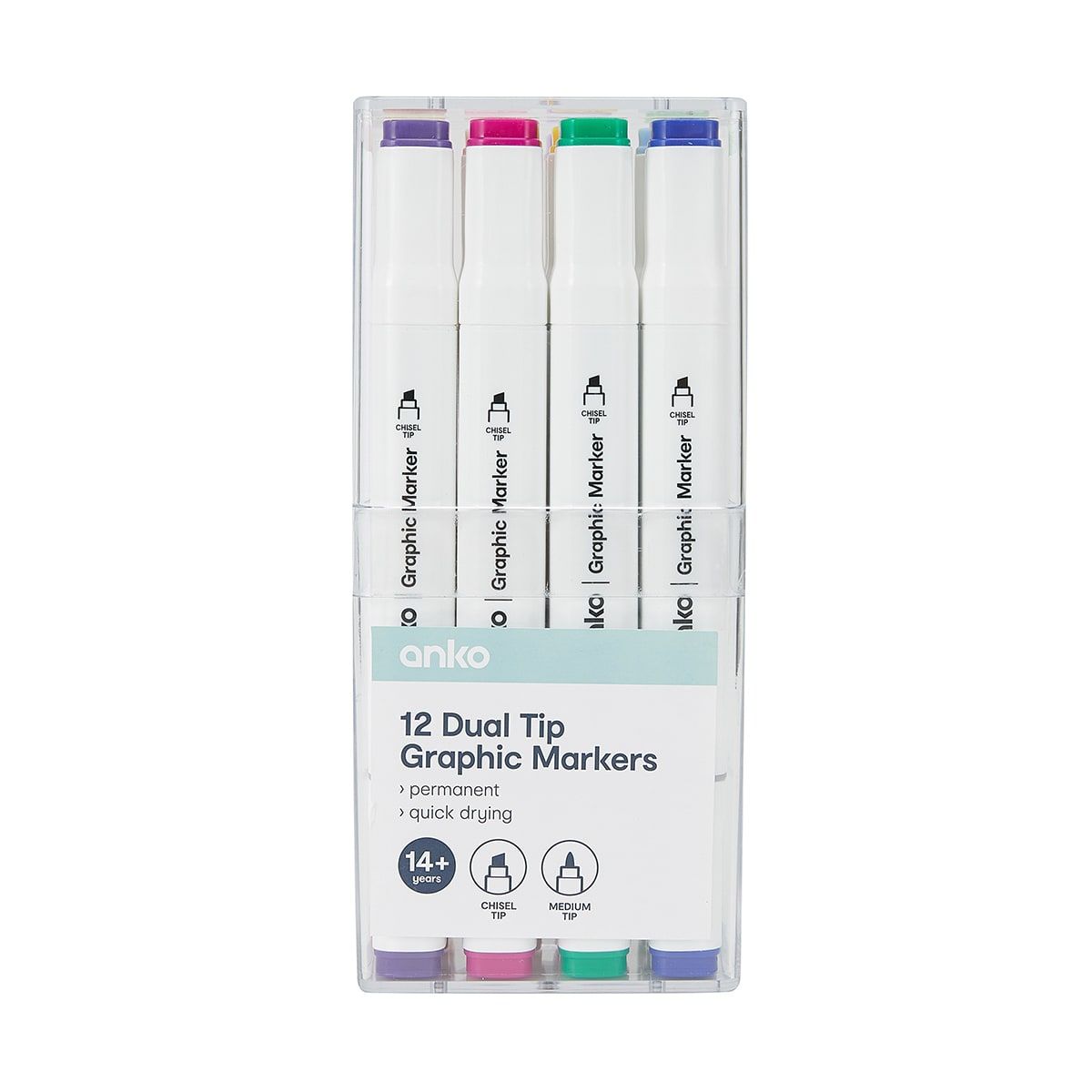 12 Pack Dual-Tip Graphic Markers