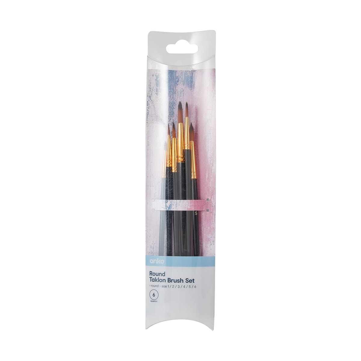 6 Pack Round Taklon Brush Set