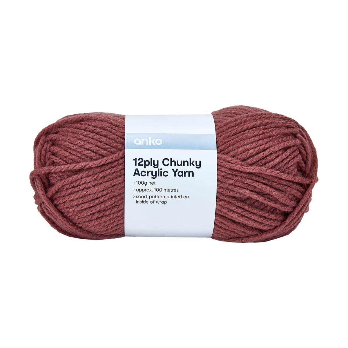 12 Ply Chunky Acrylic Yarn - Brick