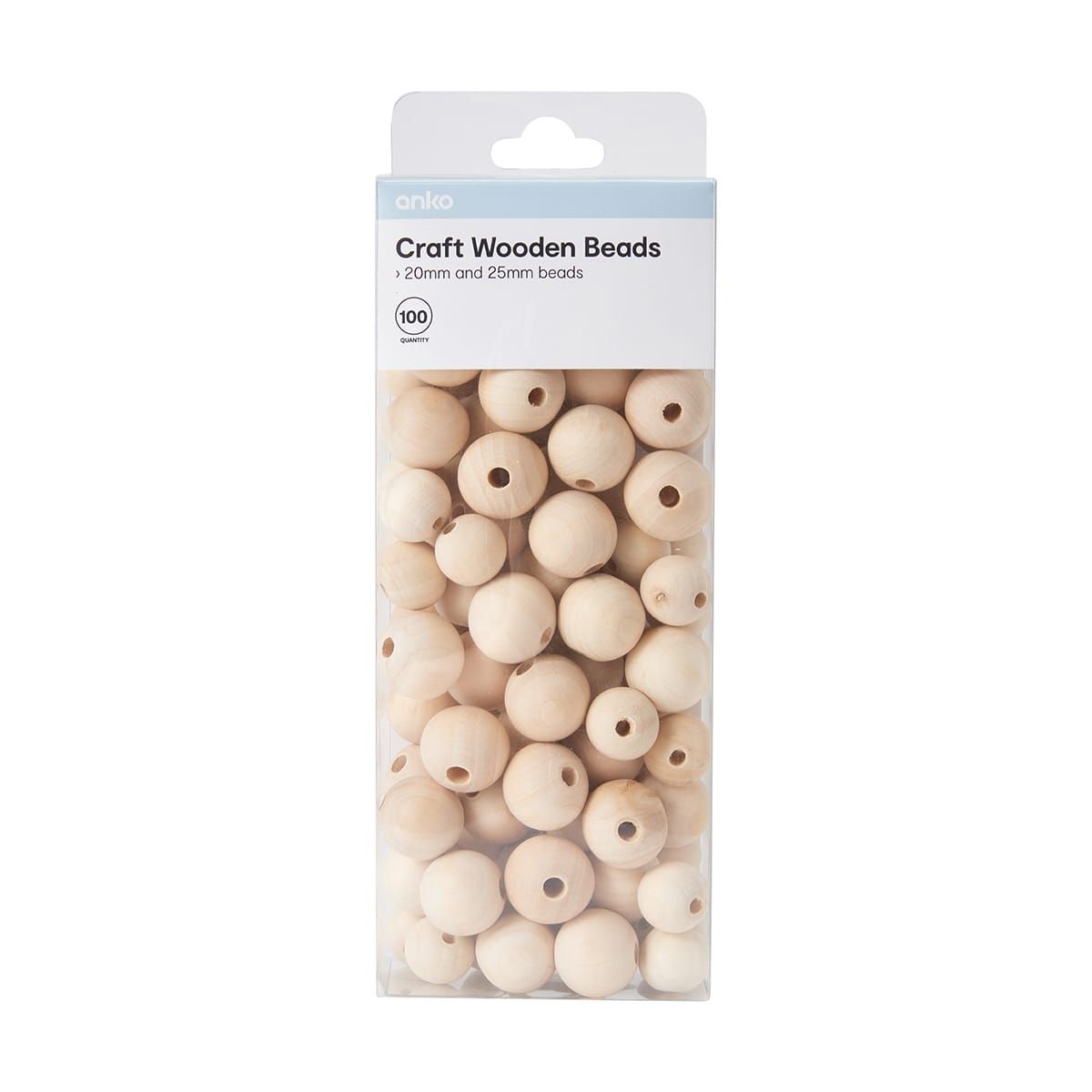 100 Piece Craft Wooden Beads