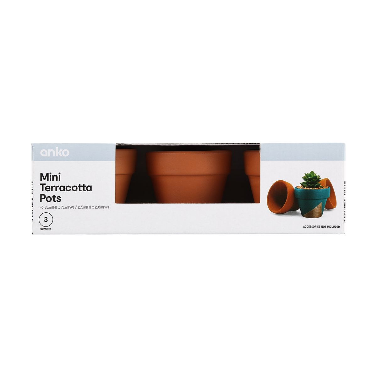 3 Pack Mini Terracotta Pots