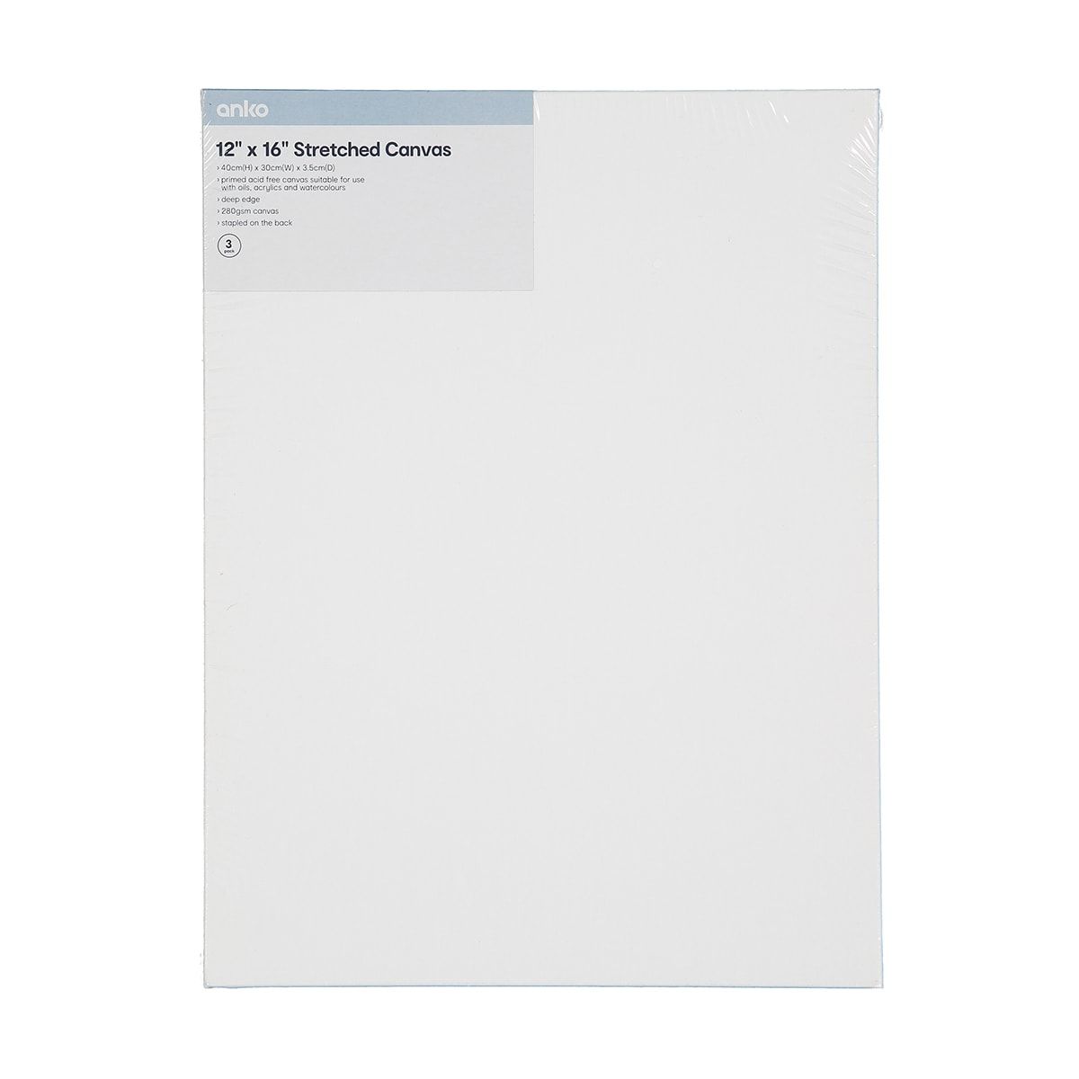 12in. x 16in. Deep Edge Stretched Canvas - 3 pack