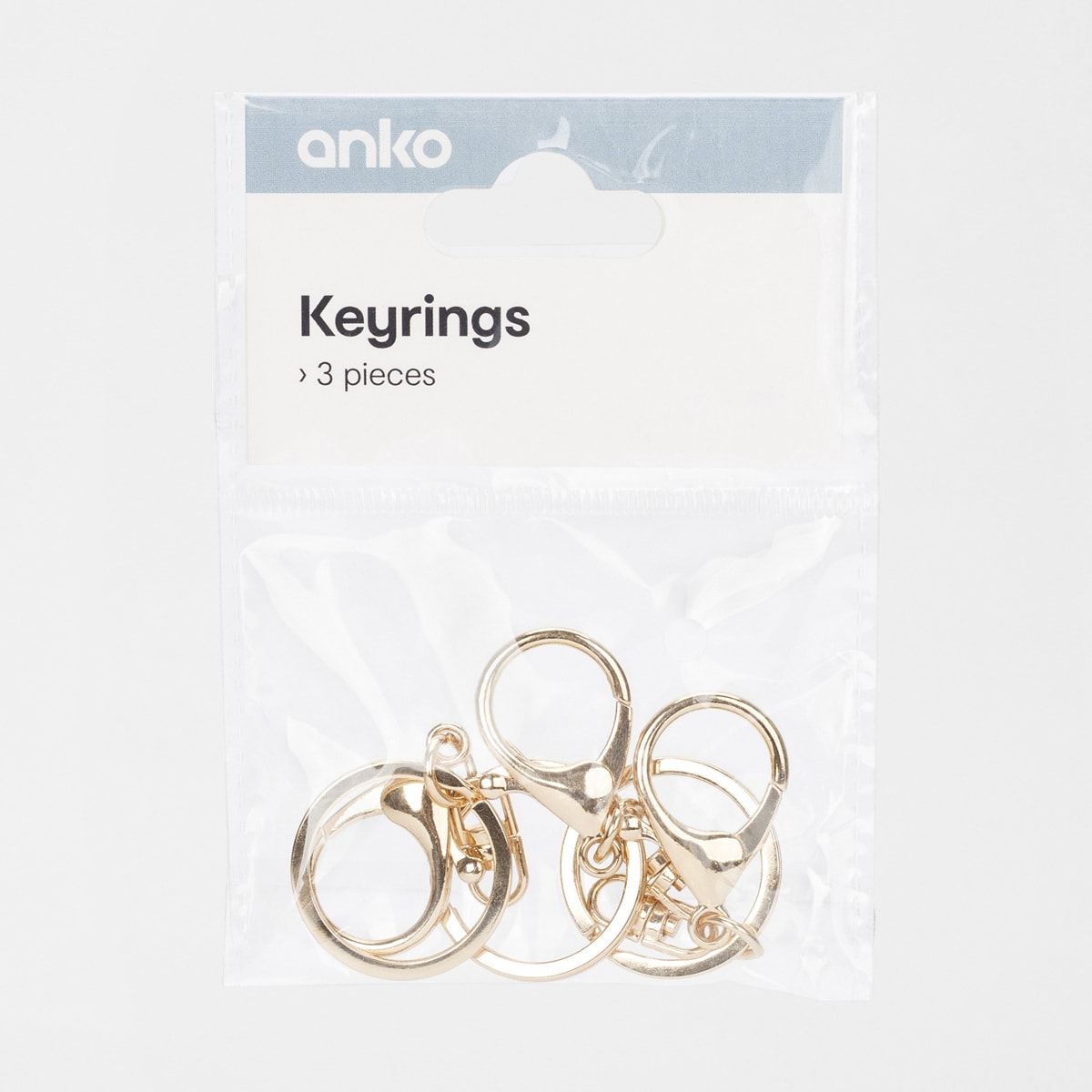 3 Pack Keyrings - Gold Look