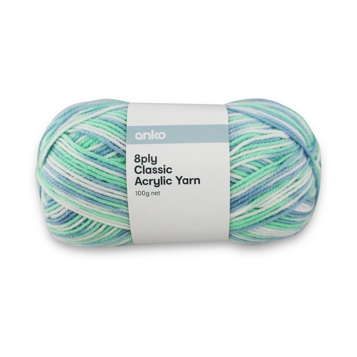 8 Ply Classic Acrylic Yarn - Mixed Mint