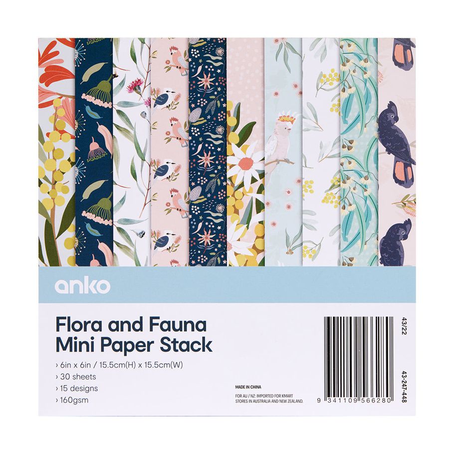 30 Pack Flora and Fauna Mini Paper Stack