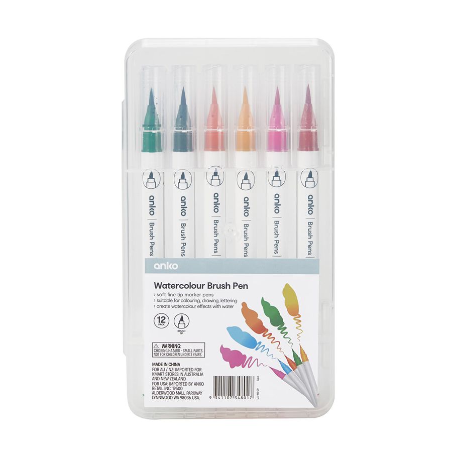 12 Pack Watercolour Brush Pen