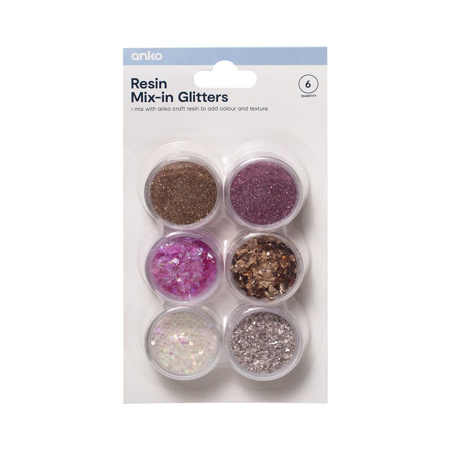 6 Pack Resin Mix-in Warm Glitters